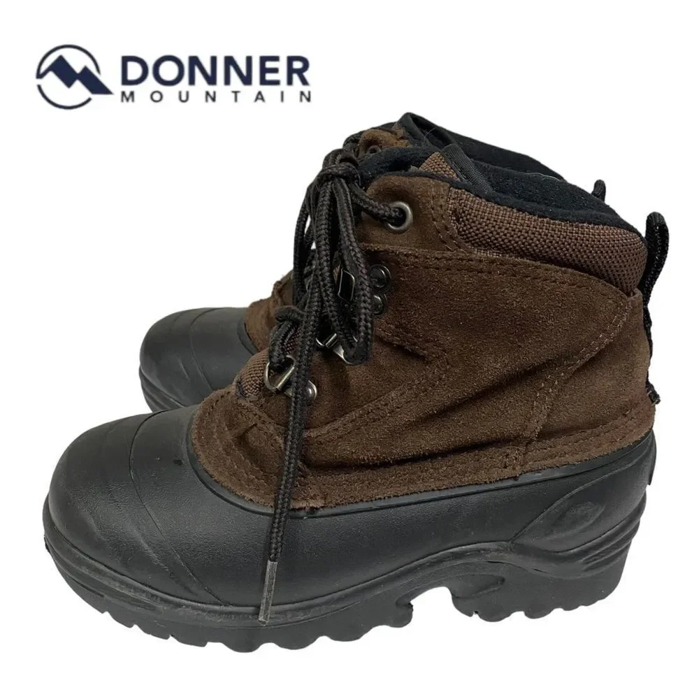 DONNER MOUNTAIN Boy's Thermolite Black Brown Suede Leather Boots 2